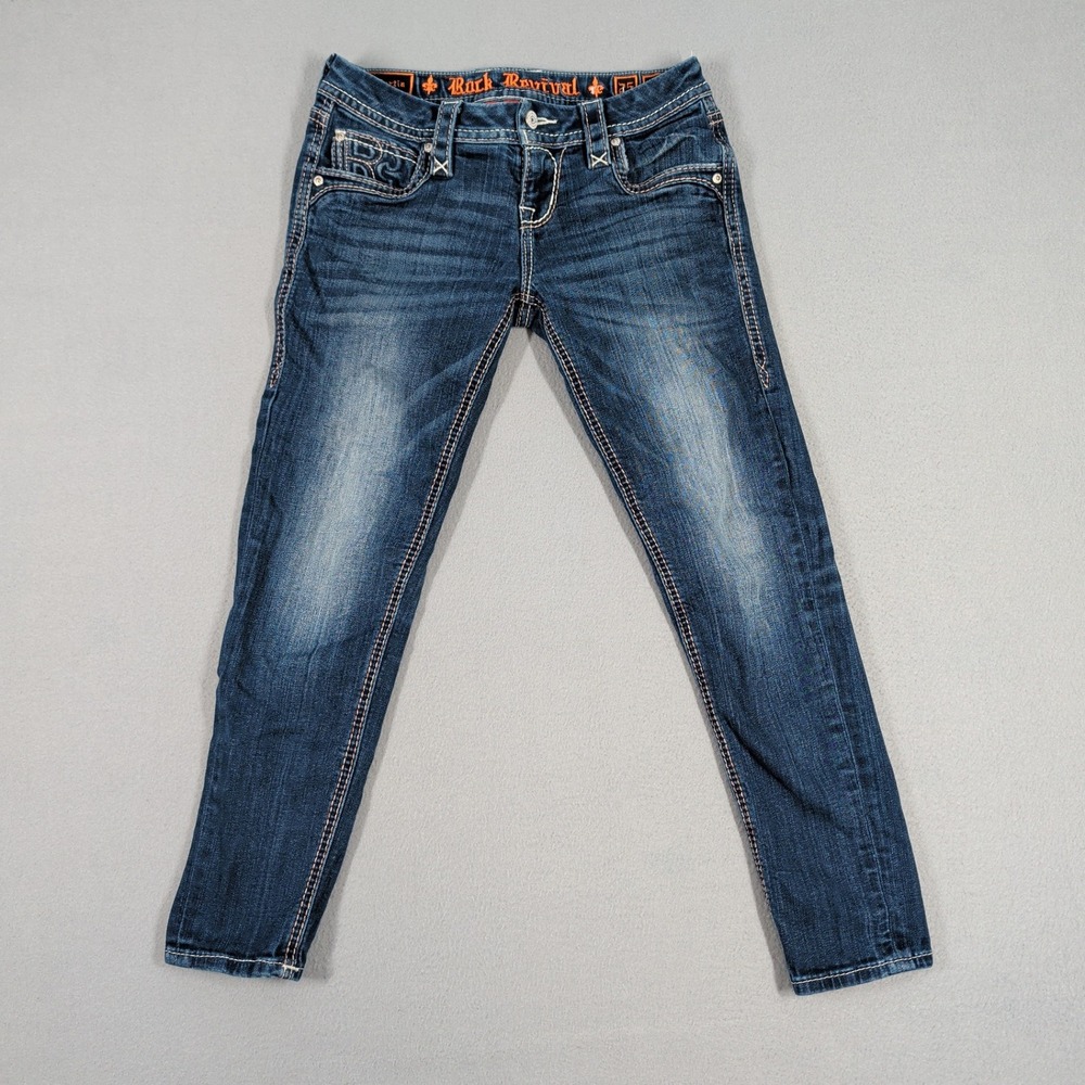 Rock Revival Jeans Women 25 Blue Martia Ankle Skinny Flap Pocket Y2K E5024FA500A